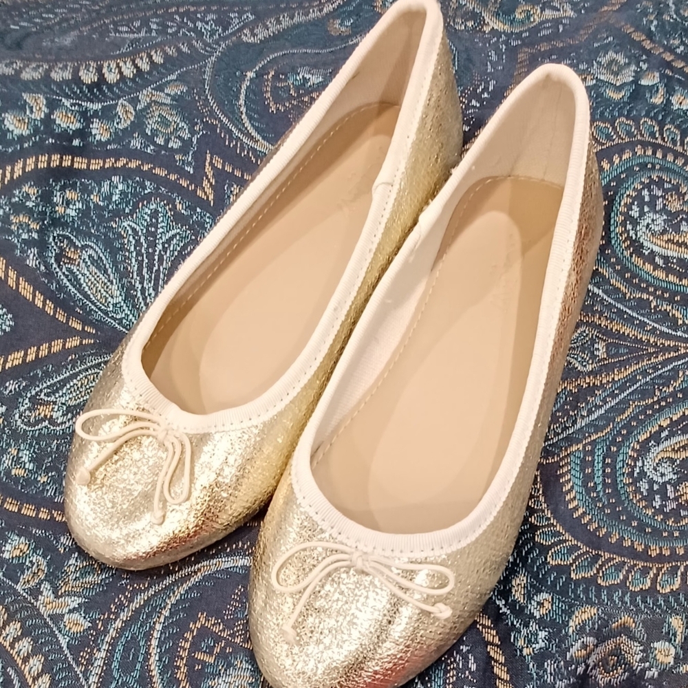 J Crew Crewcuts Elegant Gold Ballet Flats
